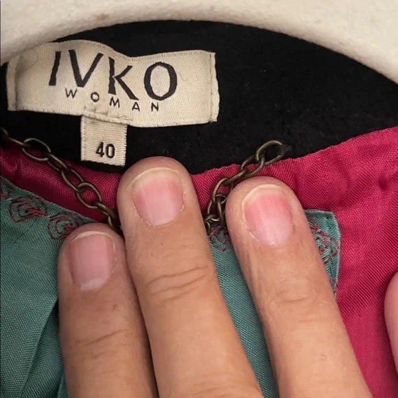 IVKO Black Wool Embroidered Hooded Coat.  Size 40. - Picture 13 of 15